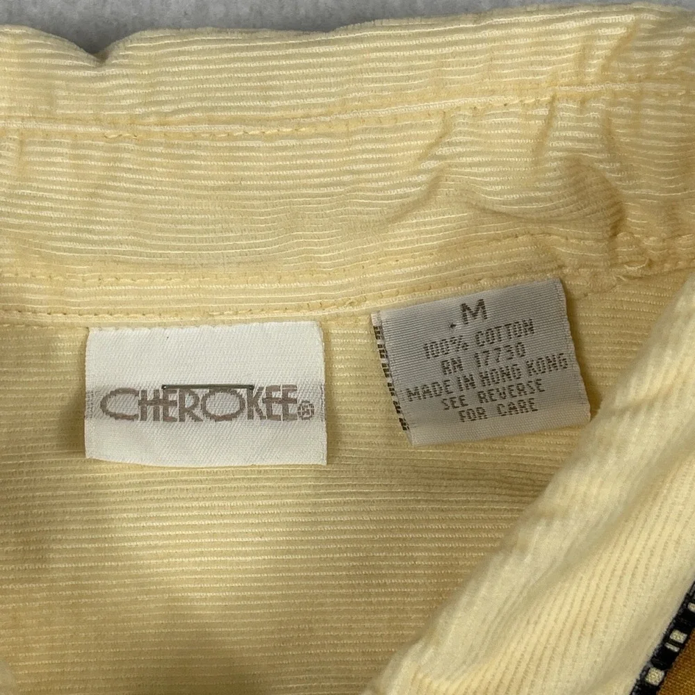 Cherokee Shirt Womens Medium Yellow Orange Corduroy Bears‎ Honey Tea Party VTG